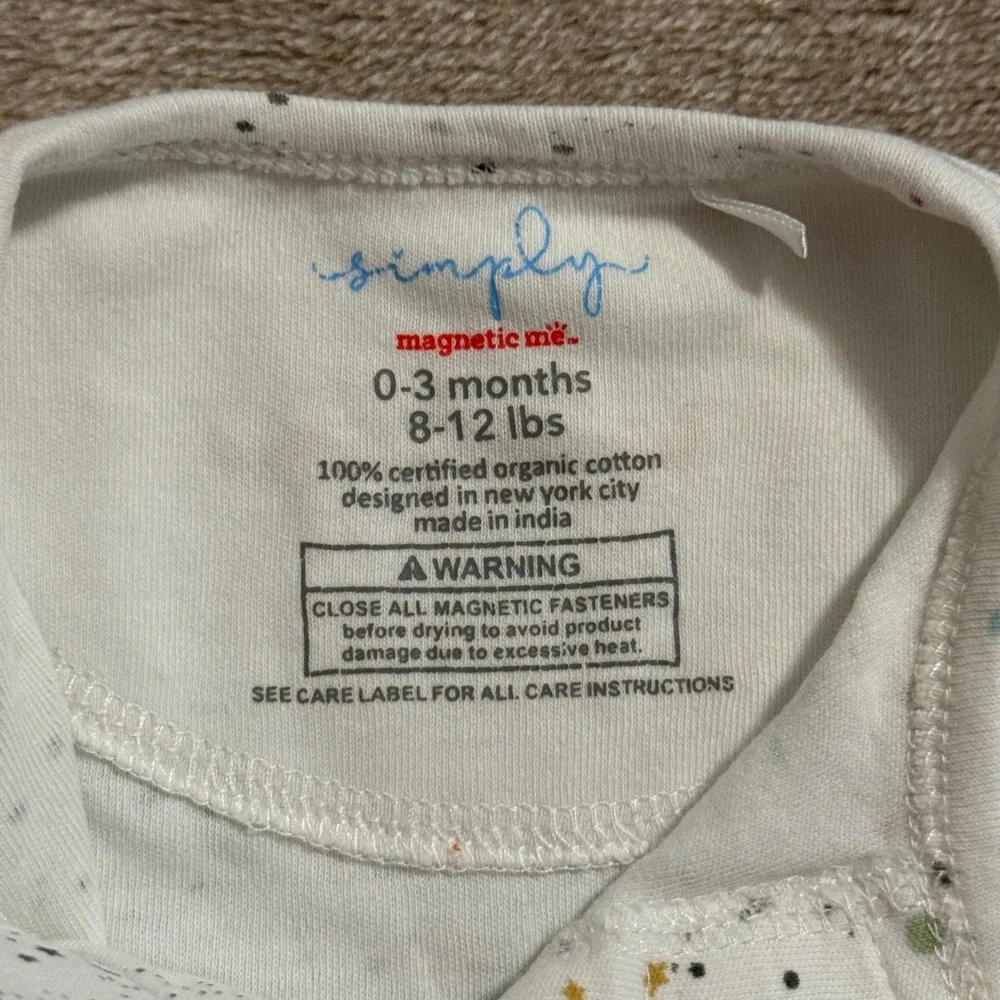 Simply Magnetic Me Organic Cotton Star Print Footed Sleeper 0-3 Months White